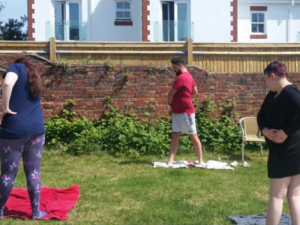 Photo of garden yoga taken by one of the service users at Venture People