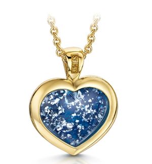 ""Heart pendent in gold metal with a blue stone