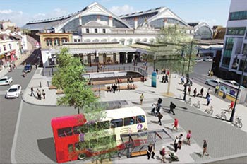 Artist&#039;s impression of improved Brighton Station southern entrance