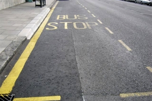 a bus stop bay