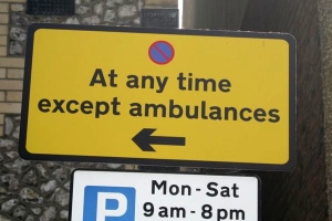 no stopping except ambulances sign