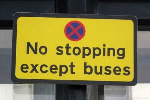 no stopping except buses sign