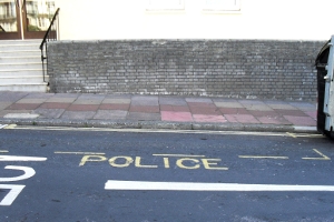 A police bay marked out in yellow