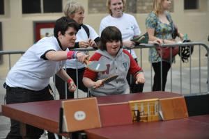 People playing table tennis