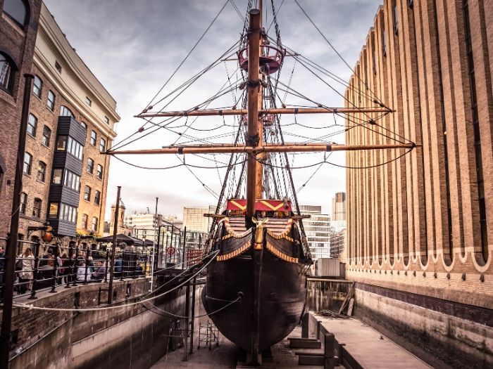 Golden Hinde in a dock