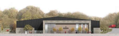 An artist's impression of the new Royal Mail depot with greenery