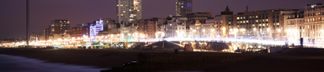 Brighton & Hove seafront at night.