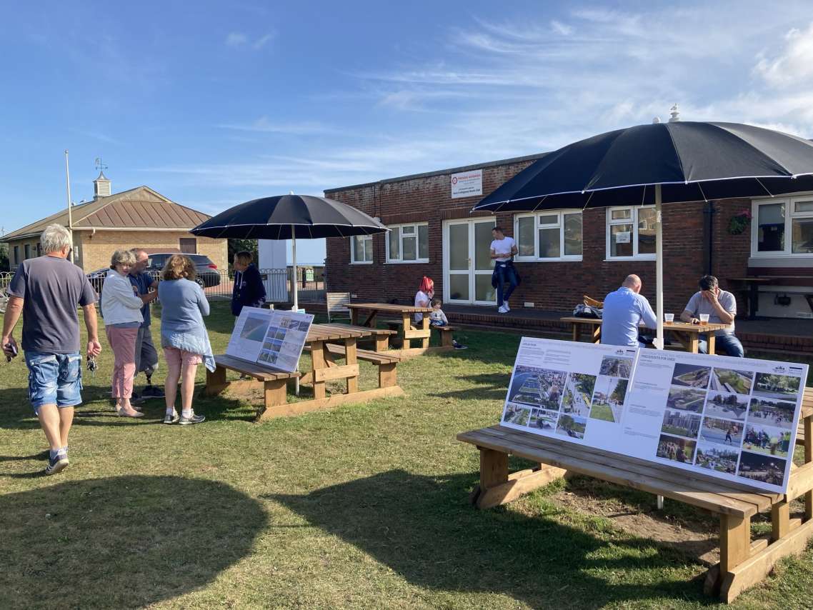 Local residents and park users viewing the boards at the last event