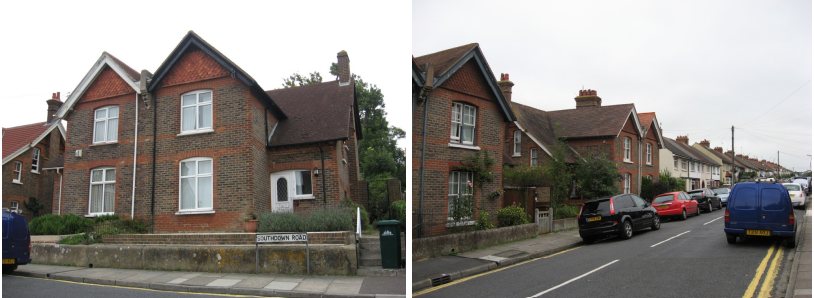 Images of 1-8 consecutive, Southdown Road, Portslade. One from the front and one from the side.