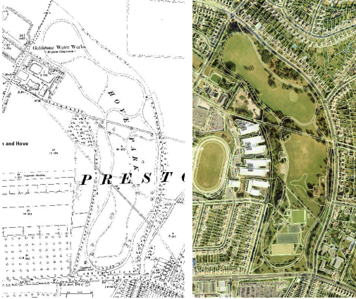 Image of Hove Fark from above, and map of the park.