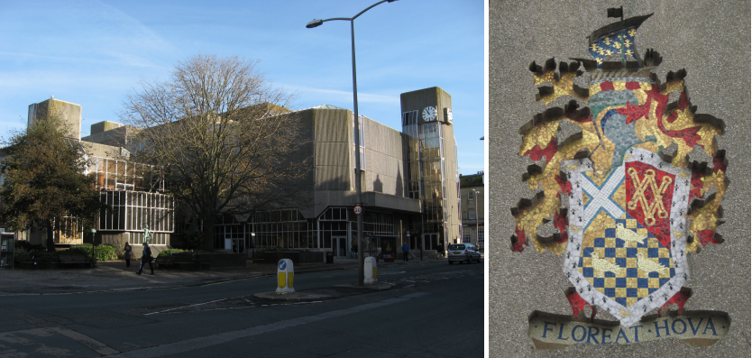 Image of Hove Town Hall and crest.