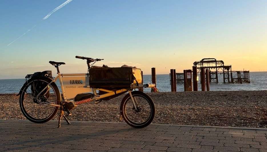 Photograph of cargo bike on the beachfront