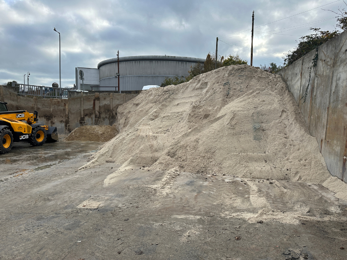 A large pile of grit used to grit roads