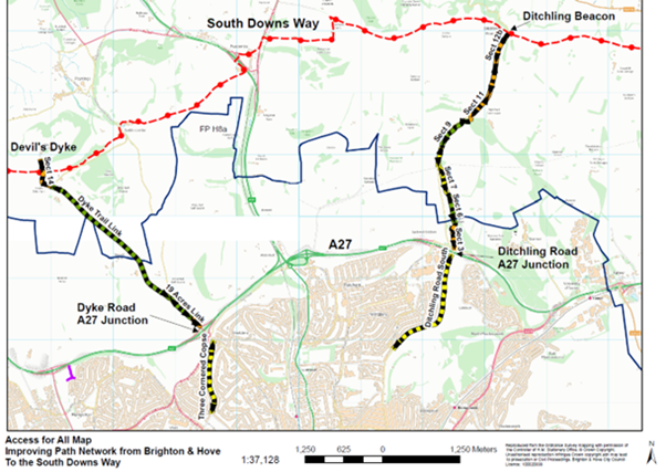 Map showing locations for the Access to All project