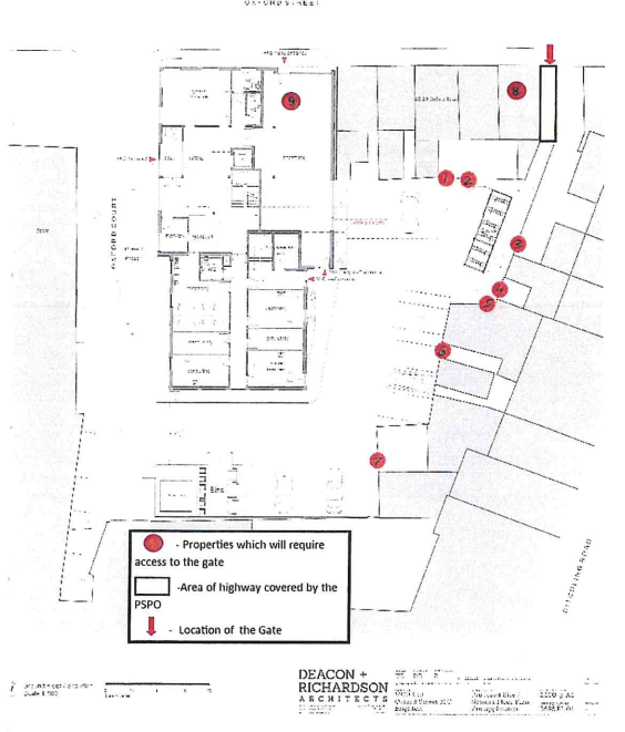 Simple Site plan showing affected highway, gate location and location of additional properties