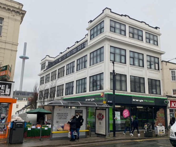 The front and side of the building as seen from Western Road.