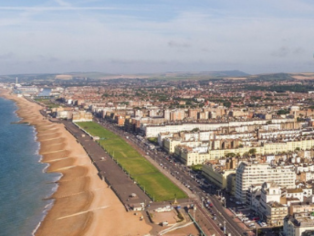 Aerial view of the city towards Hove 