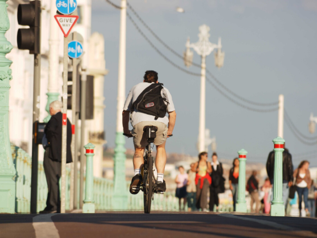 Cycling and walking on the seafront