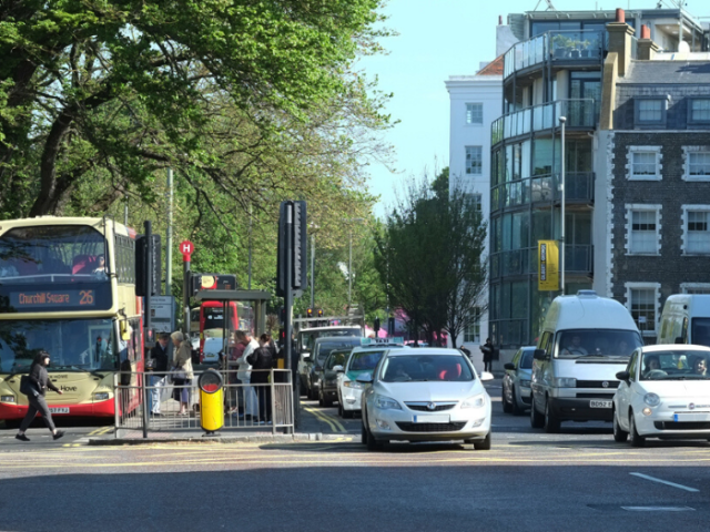 View of southbound traffic in the Valley Gardens area