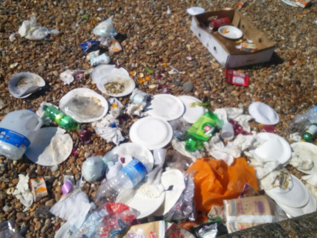 Waste and rubbish left on the beach