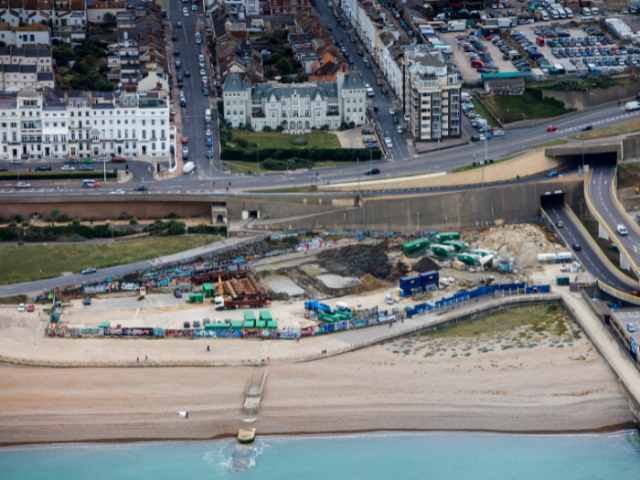 An aerial view of the Black Rock site on Brighton's eastern seafront