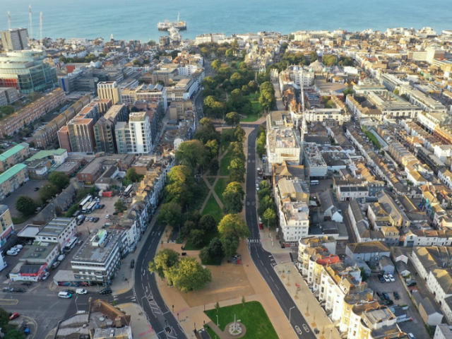 An ariel view of a city
