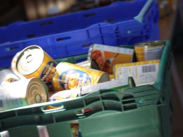 Image of a container of groceries in a food bank