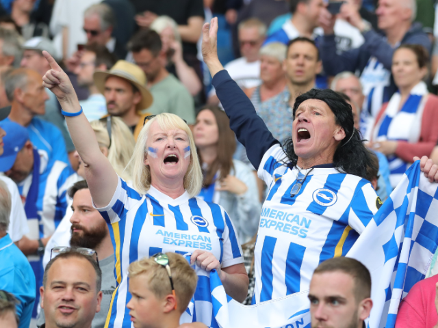 Picture of fans cheering at a Brighton & Hove Albion match