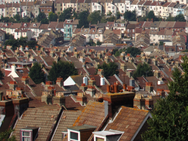 General view of housing, looking over the rooftops of homes