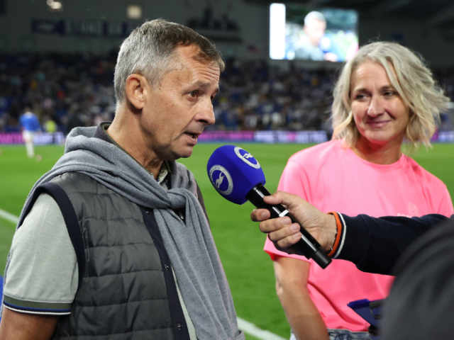 Mark Hendon being interviewed at Brighton & Hove Albion