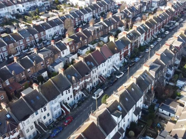 Aerial shot of homes in Brighton.