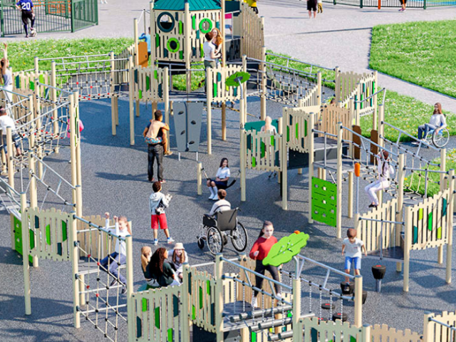 Computer generated graphic of what a new playground at Wild Park will look like.