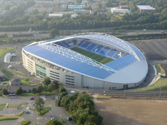 An aerial photograph of a football stadium