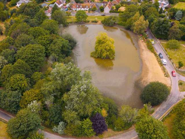 Aerial view of Falmer Pond taken by S Moore Visual Air