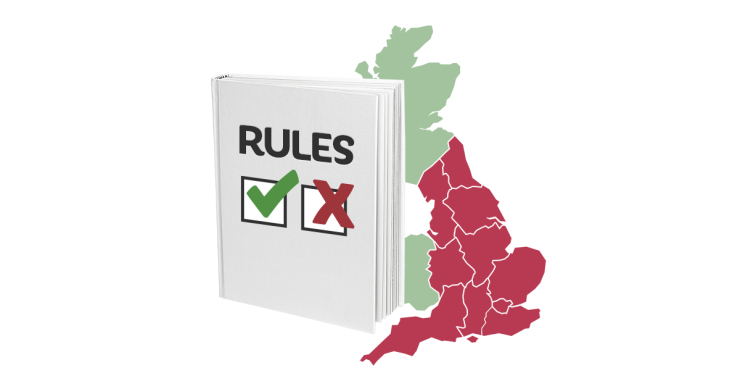 Rule book next to map of Great Britain