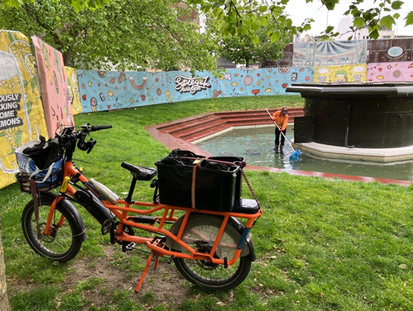 Photograph of the ecargo bike Jake uses for his work
