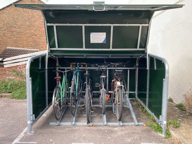 Cycle hangar with bikes inside.